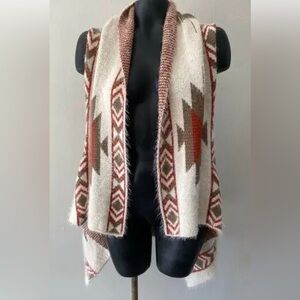 Southwestern Open Poncho Vest o/s Fall Colors Cowgirl Rodeo Aztec